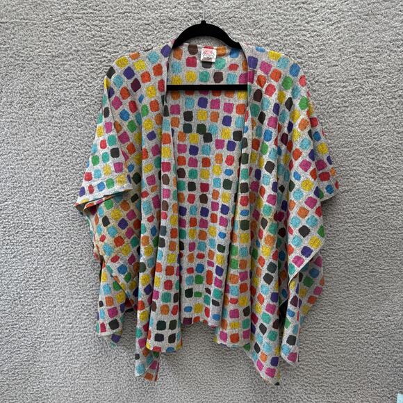 Et'Lois Wrap Cardigan One Size Womens Top Multicolor Rainbow Soft Knit USA Made - Picture 5 of 10